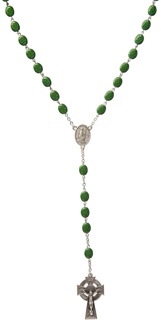 St. Patrick Rosary in Green Velvet Box