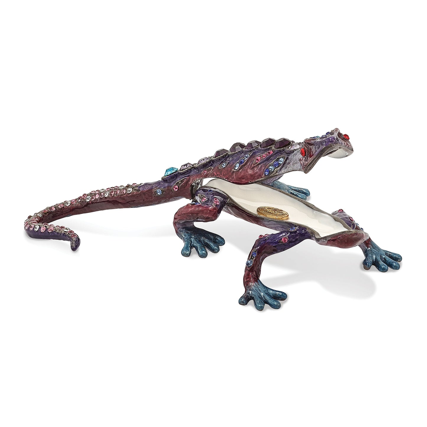 Pewter Enamel Gecko Trinket Box