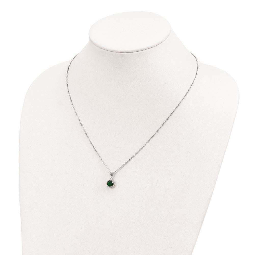 Brilliant Embers Sterling Silver Rhodium-plated 20 Stone 18 inch White and Green Micro Pav‚ CZ Necklace with 2 Inch Extender 18 Inches