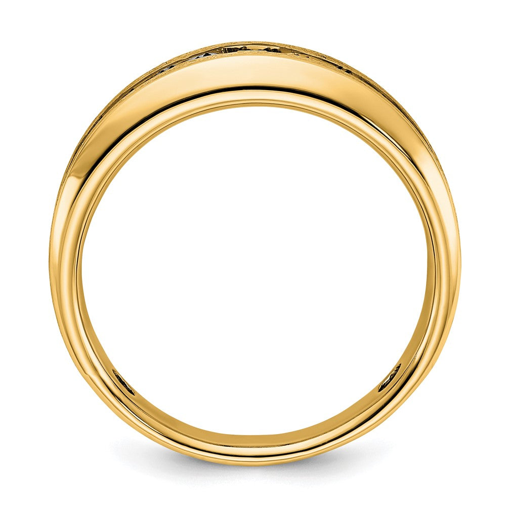 10k Yellow Gold with Black Rhodium IBGoodman Men's Polished and Brushed Black and White Diamond Ring