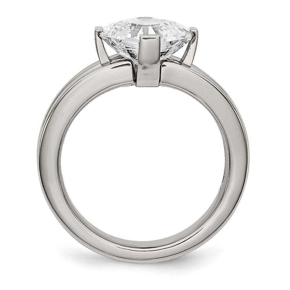 Titanium Polished with CZ Ring Size - 8