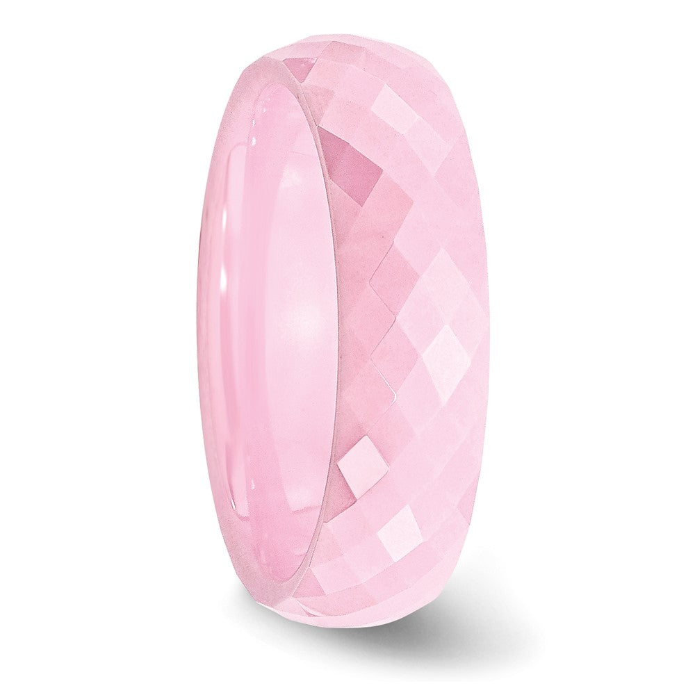 Ceramic Pink Faceted 6mm Polished Band Size - 7