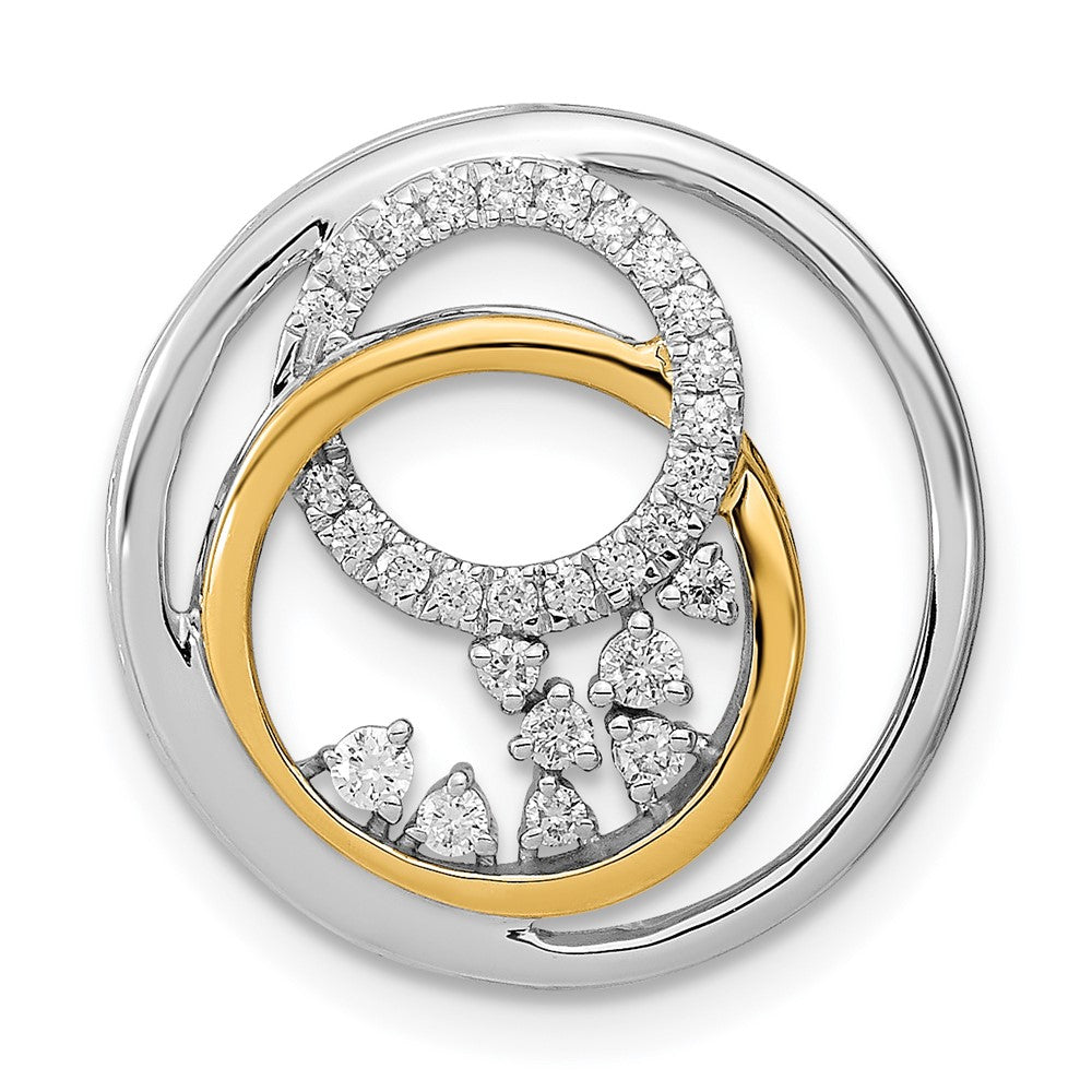 14k Two Tone 1/5 carat Lab Grown Diamond VS/SI+ G+ Circle Cluster Chain Slide Pendant