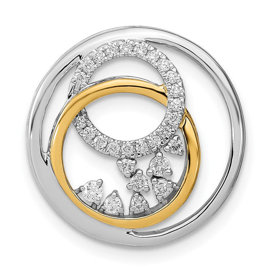 14k Two Tone 1/5 carat Lab Grown Diamond VS/SI+ G+ Circle Cluster Chain Slide Pendant