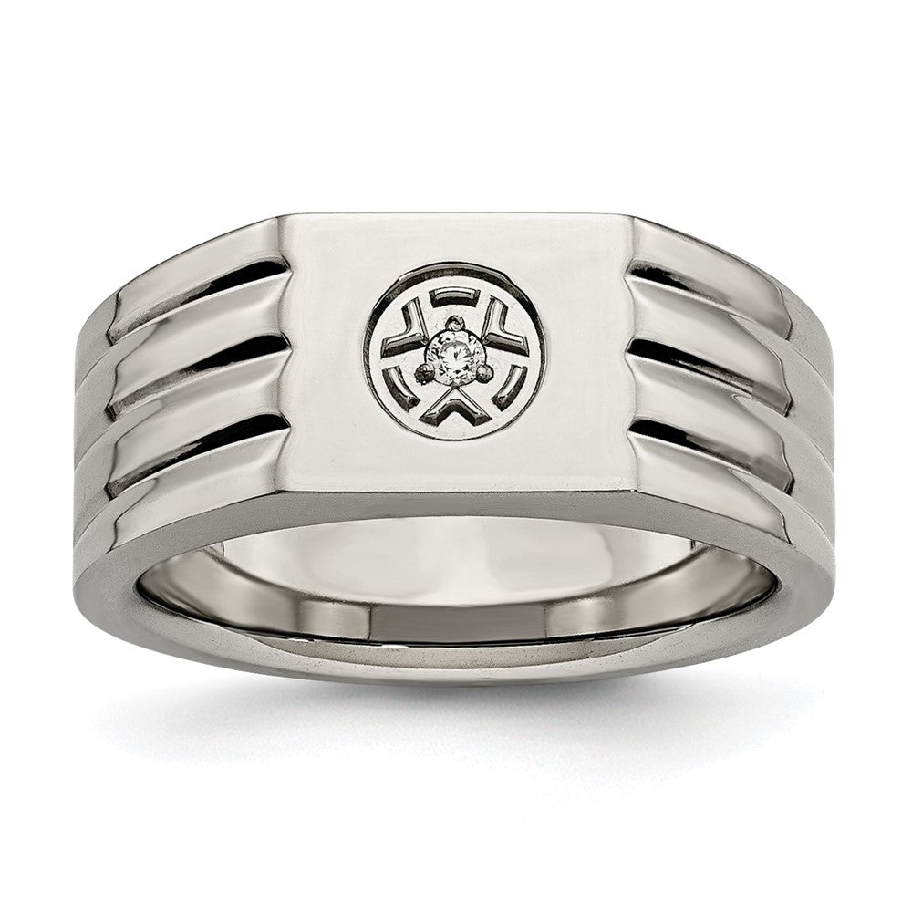 Stainless Steel Polished with CZ Ring Size - 10