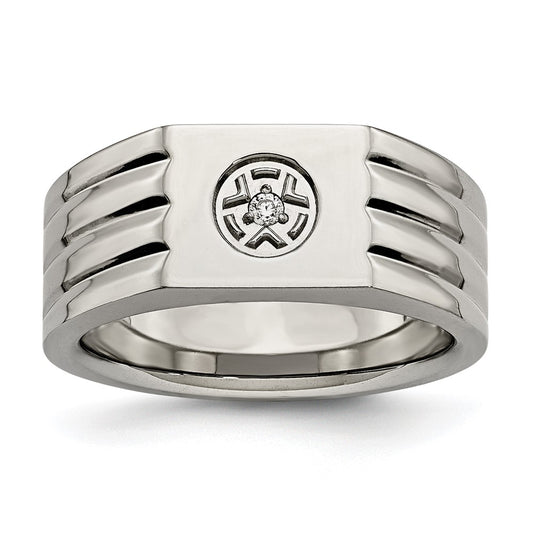 Stainless Steel Polished with CZ Ring Size - 10