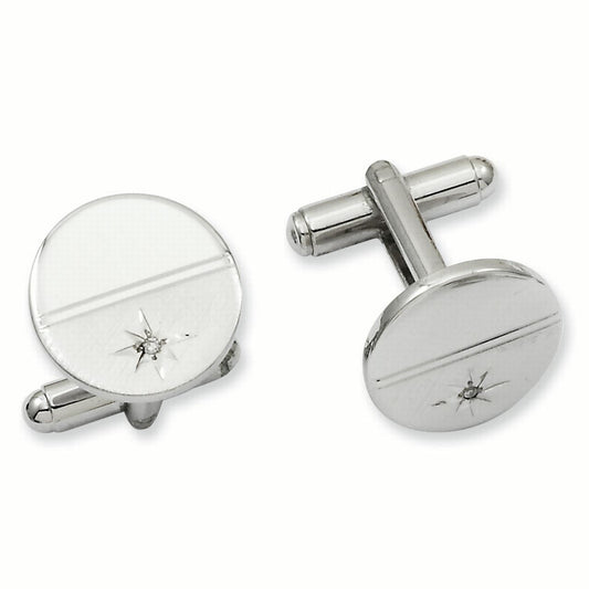 Kelly Waters Rhodium-plated .01 Ct. Diamond Polished and Satin Cuff Links GP3850