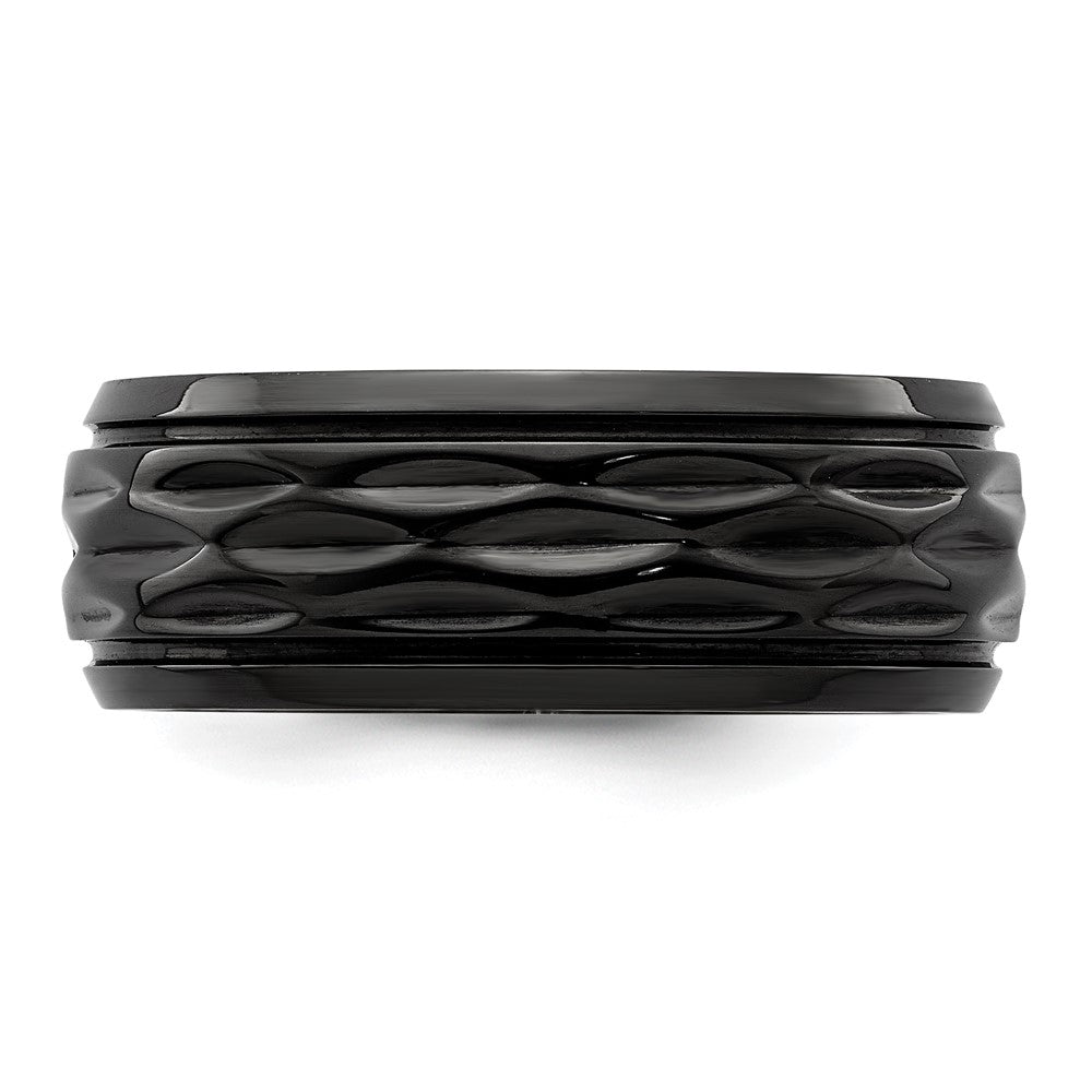 Black Zirconium Polished and D/C 8mm Band Size - 9