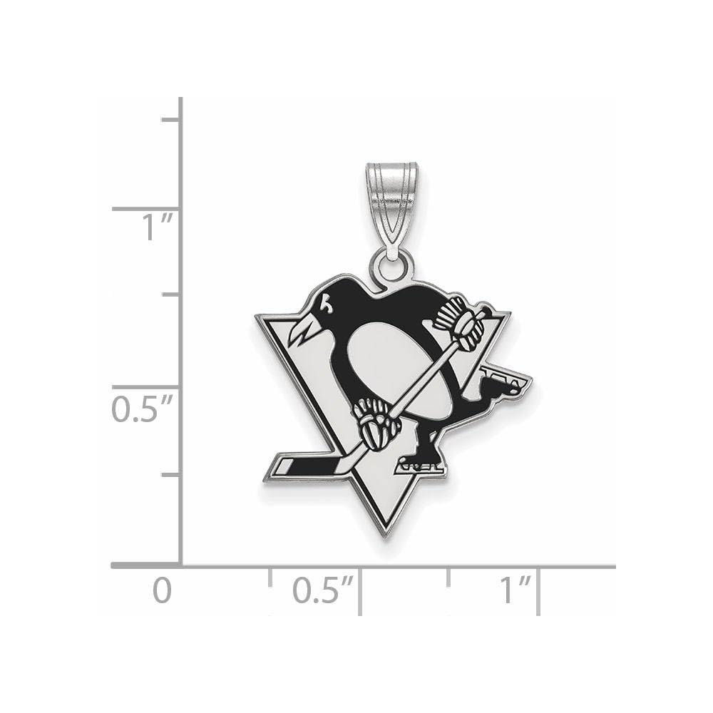 LogoArt NHL Pittsburgh Penguins Sterling Silver Large Enamel Pendant
