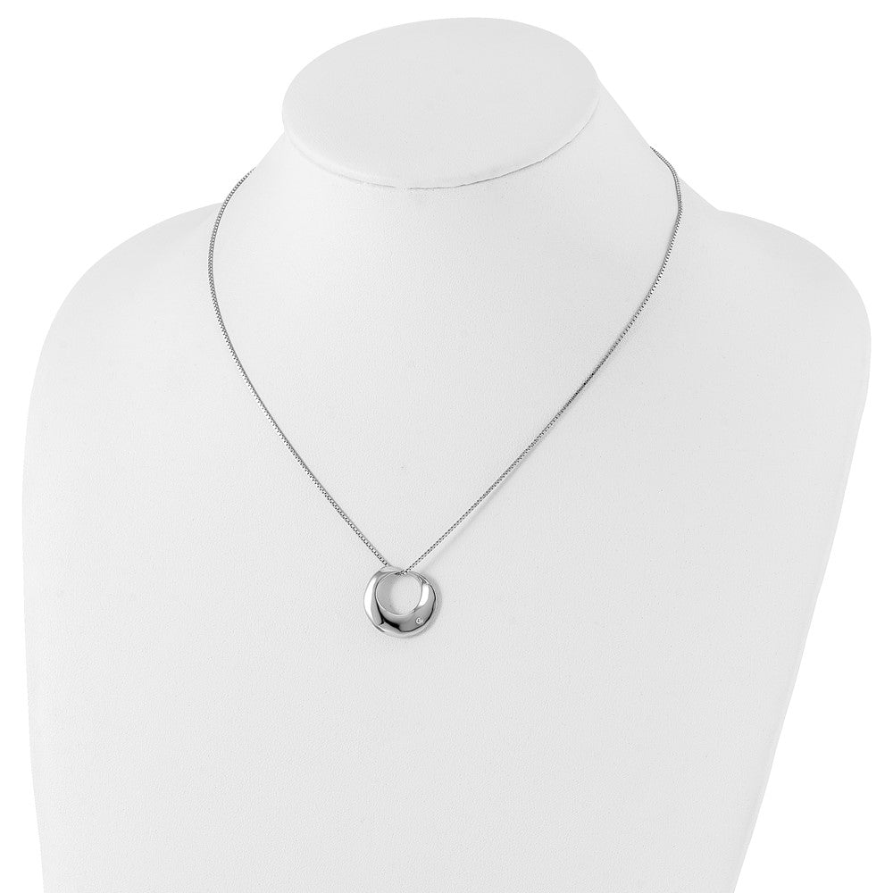 White Ice Sterling Silver Rhodium-plated 18 Inch Diamond Open Circle Necklace with 2 Inch Extender 18 Inches
