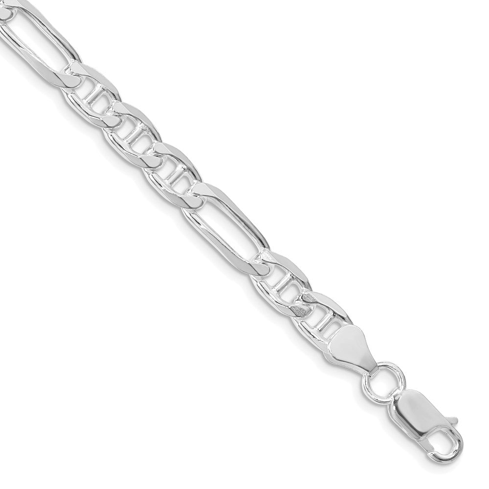 Sterling Silver Rhodium-plated 6.5mm Figaro Anchor Chain 9 inches