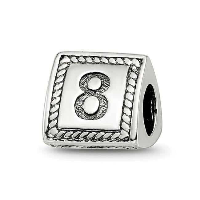 Finest Gold Sterling Silver Reflections Number 8 Triangle Block Bead