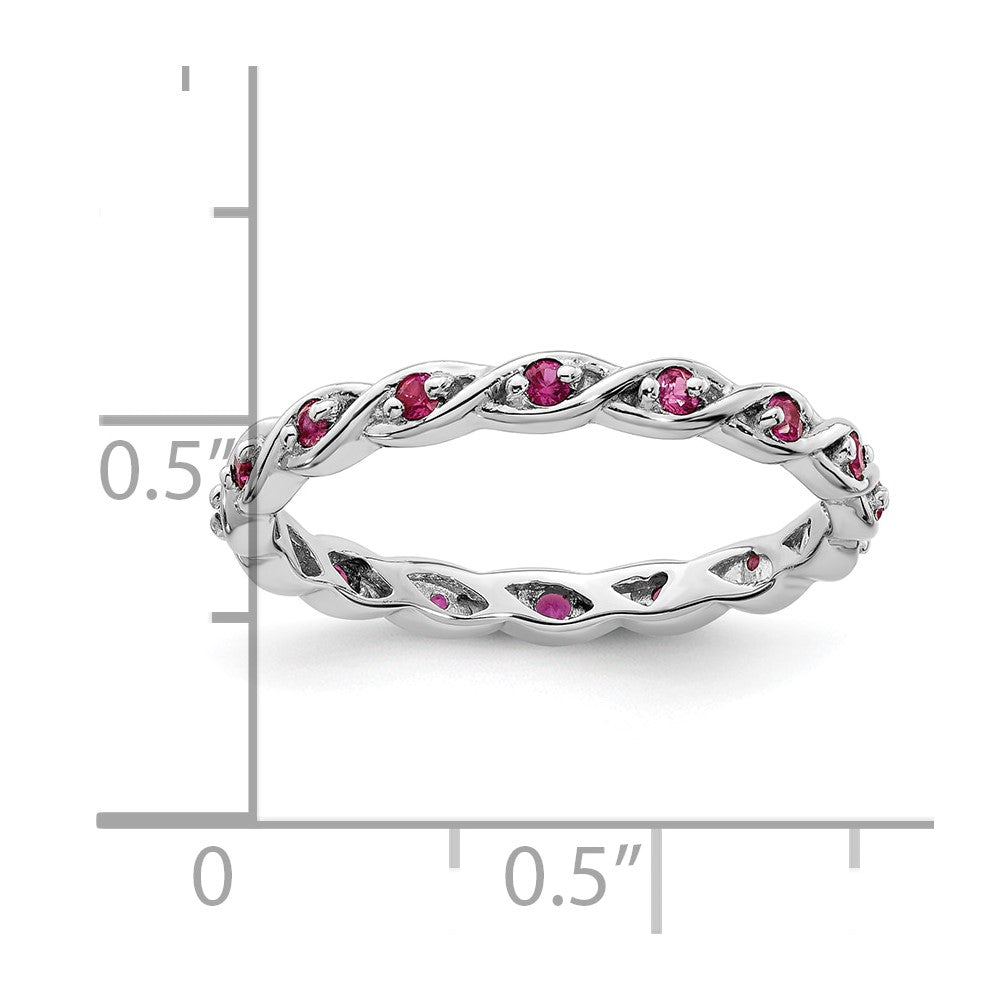 Sterling Silver Stackable Expressions Created Ruby Ring Size -5