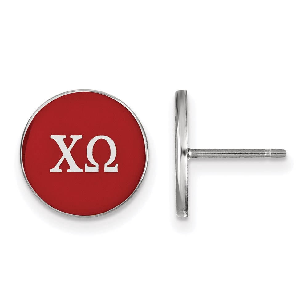 Sterling Silver Official Licensed Greek Sororities Chi Omega (??) Enameled Post Earrings