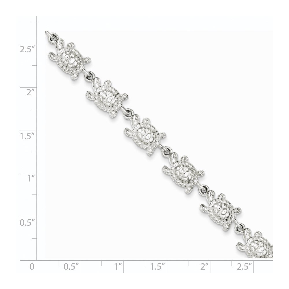 Sterling Silver Turtles Bracelet 7 inches