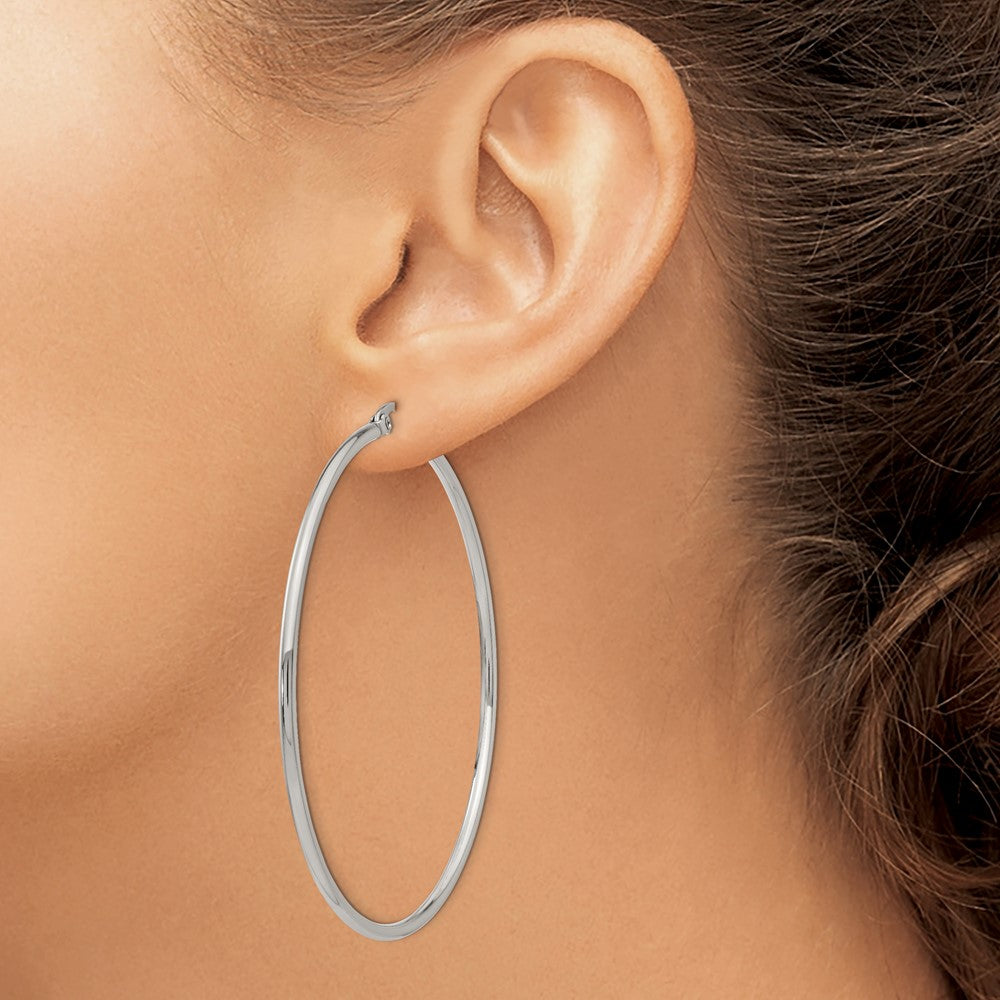 Stainless Steel Polished 60mm Diameter Hoop Earrings