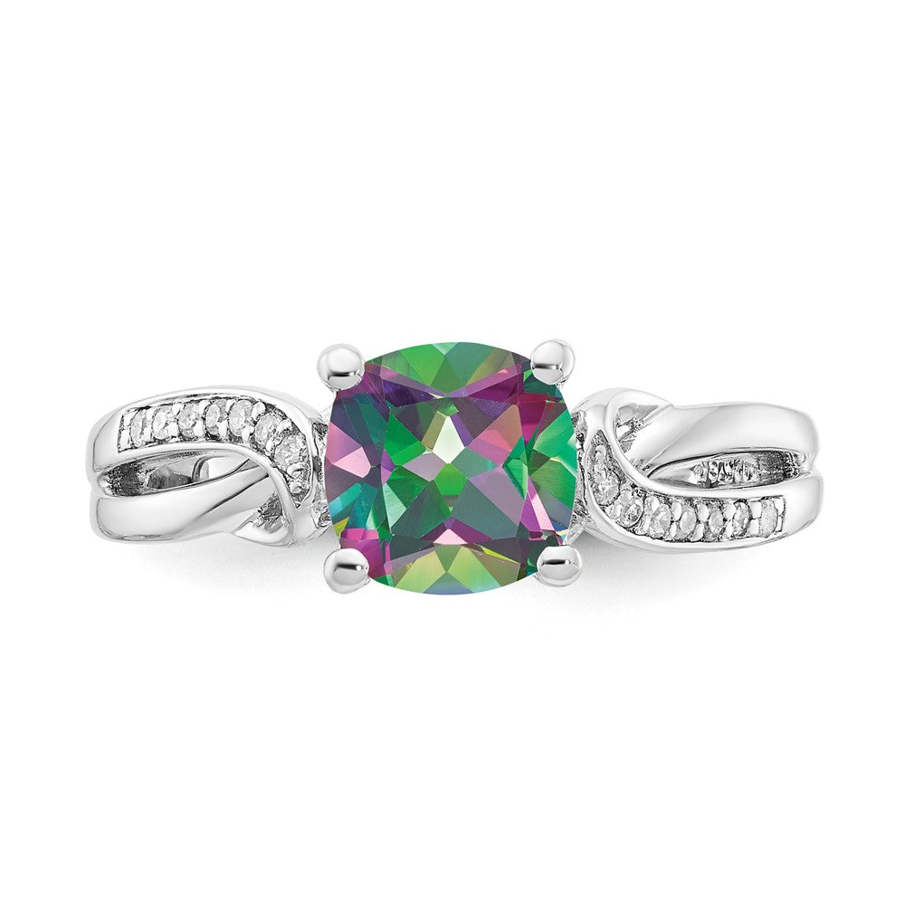 Sterling Silver Mystic Fire Topaz & Diamond Ring