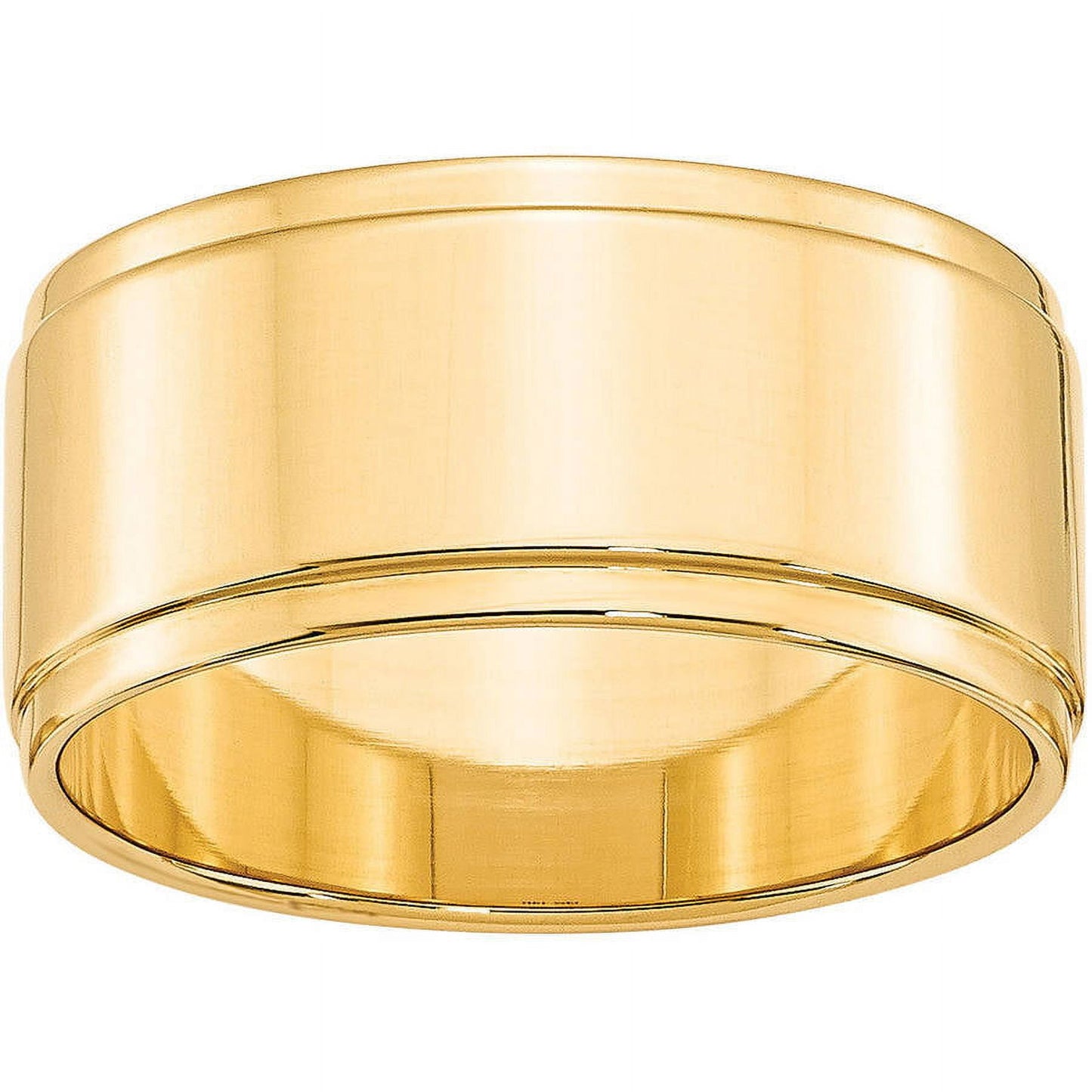 14k Yellow Gold 10mm Flat with Step Edge Wedding Band Size 10
