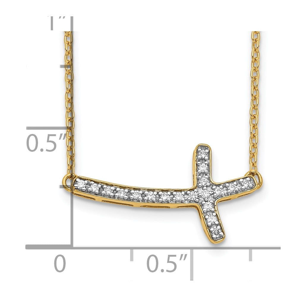 14k Diamond Sideways Cross 18in Necklace