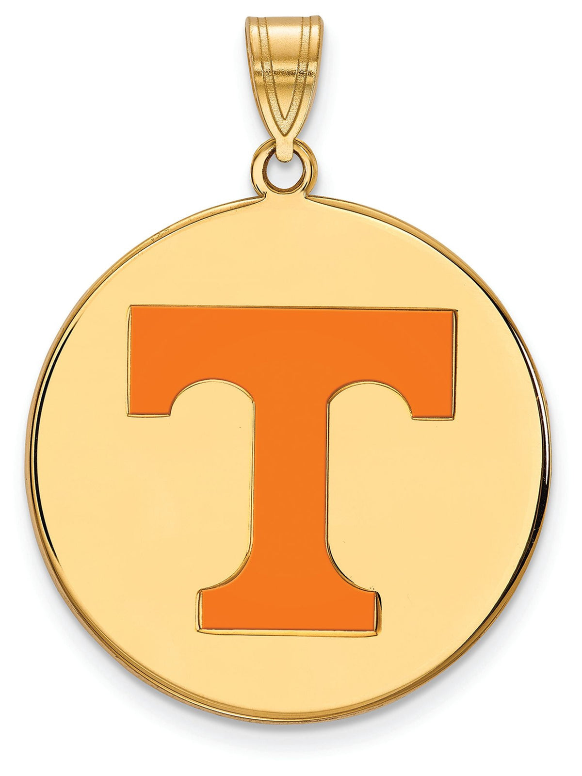 Sterling Silver Gold-plated LogoArt University of Tennessee Letter T Extra Large Enameled Disc Pendant QGP080UTN