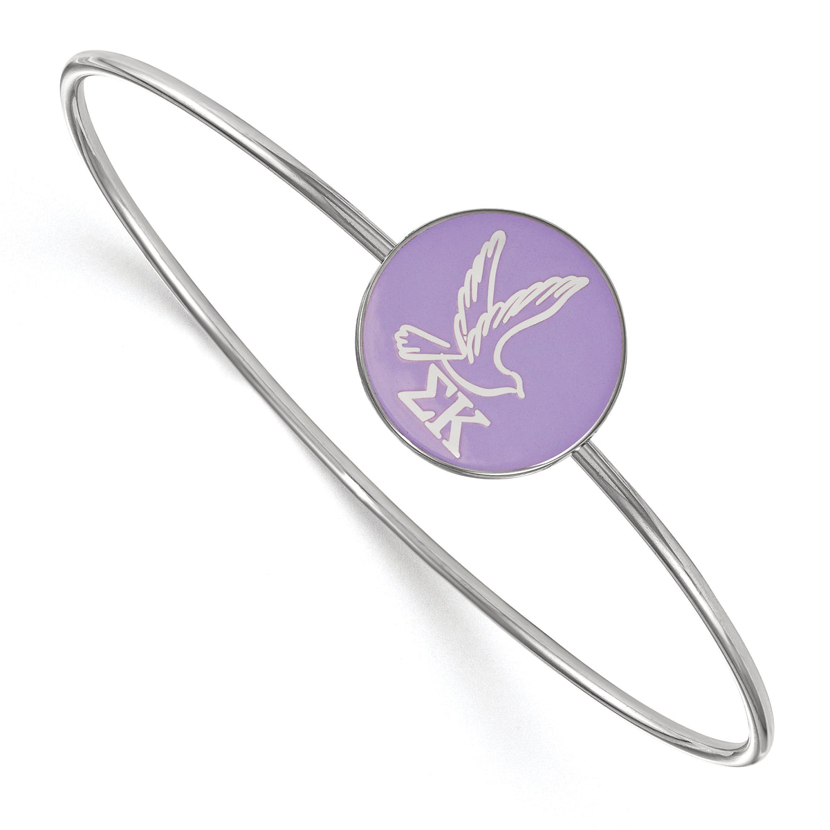 Sterling Silver Official Licensed Greek Sororities Sigma Kappa (??) Enameled Slip-on Bangle