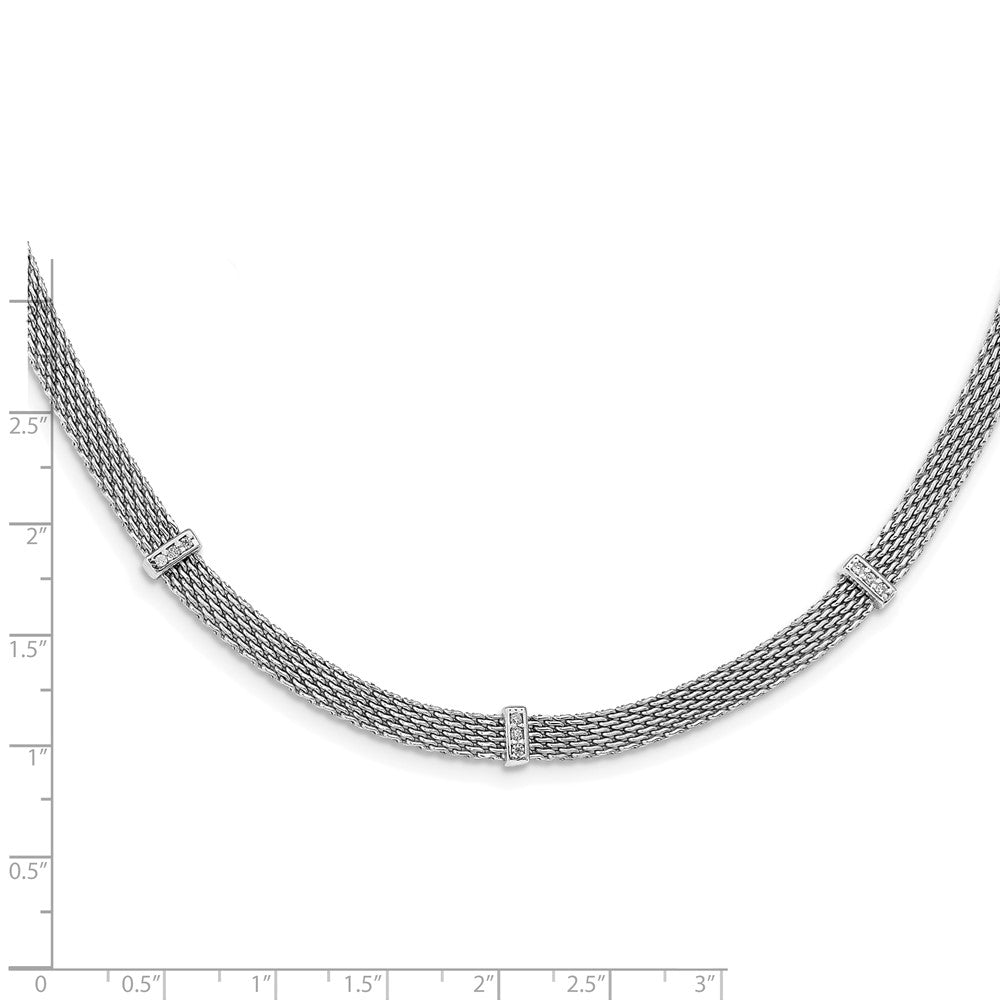 Sterling Silver Rhodium-plated CZ Necklace