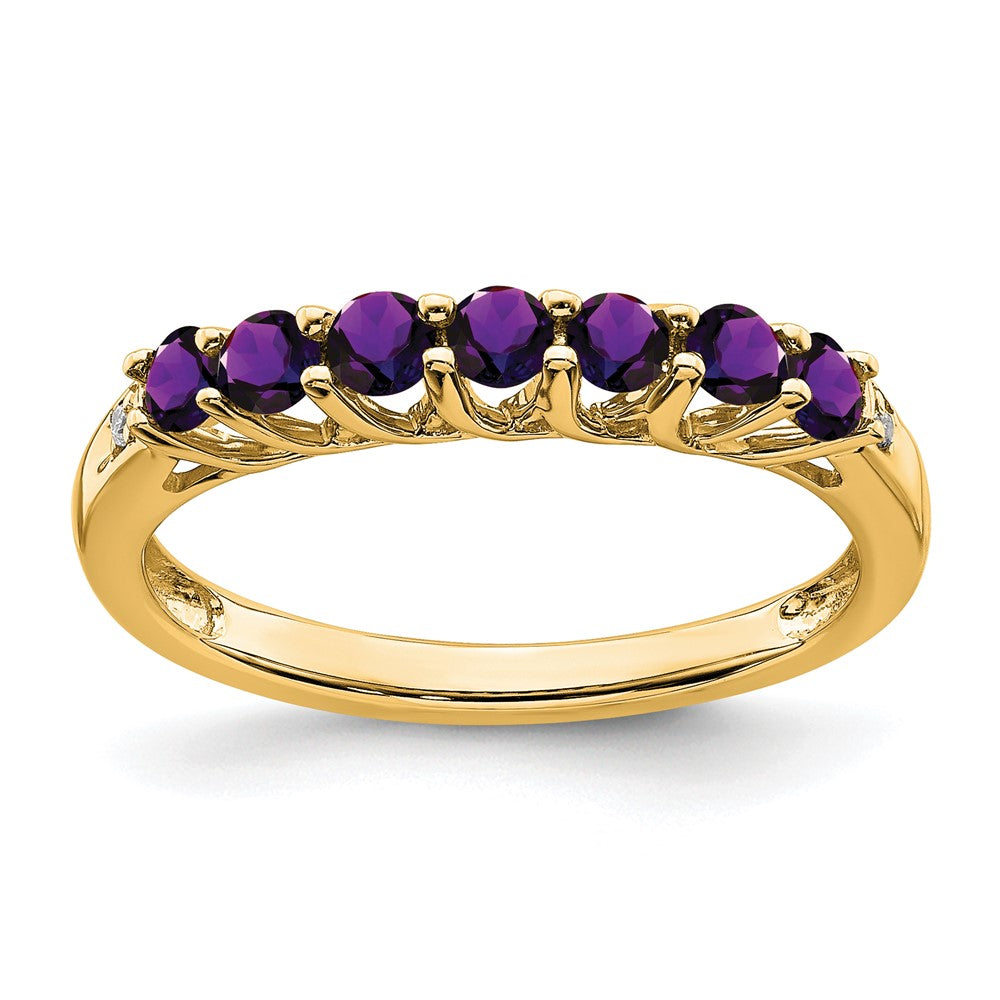10k Amethyst and Diamond 7-stone Ring