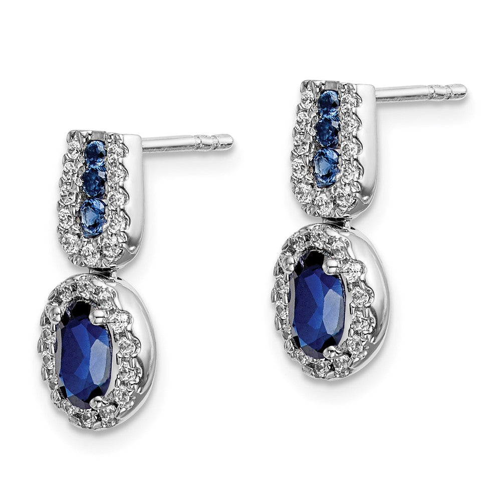 14k White Gold Diamond and Sapphire Post Earrings