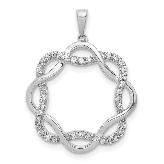 14k White Gold 1/5 carat Lab Grown Diamond VS/SI+ G+ Twisted Circle Pendant