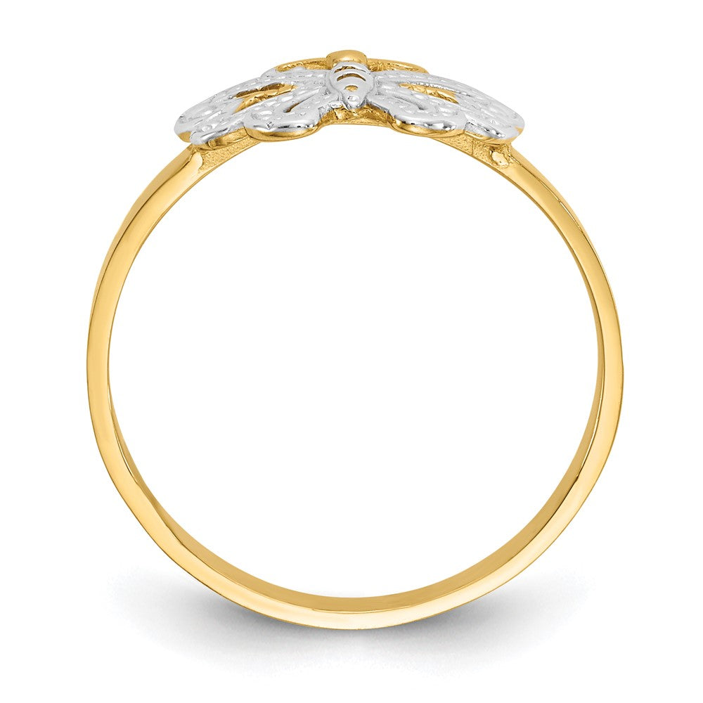 14k w/Rhodium Butterfly Ring Size 6