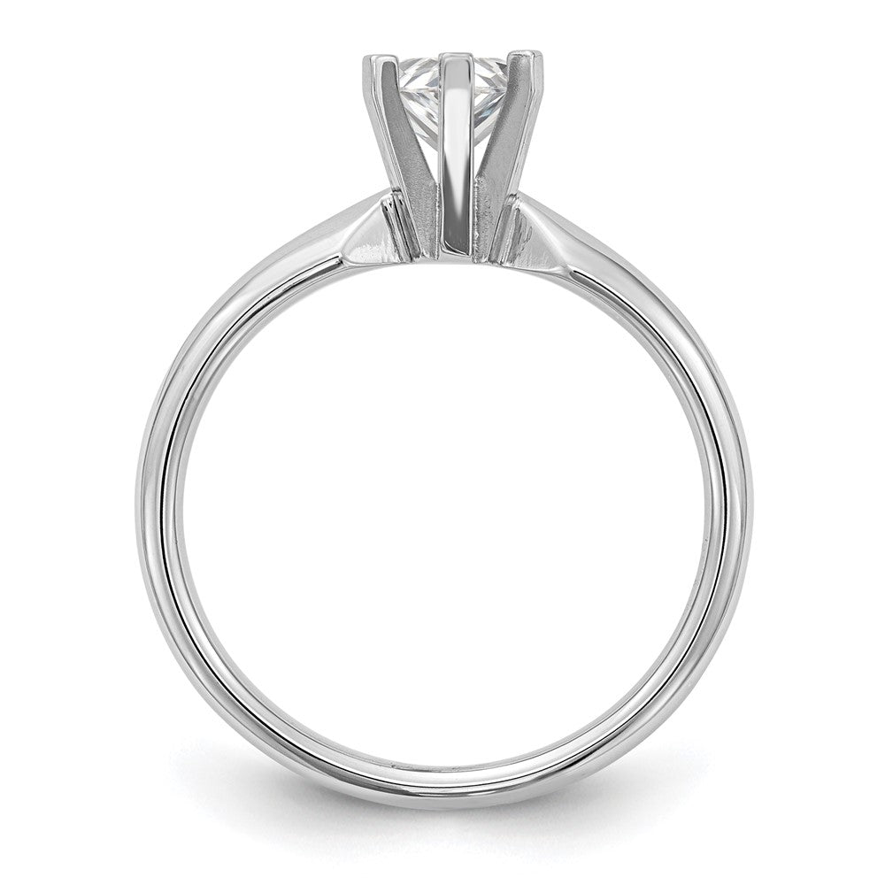 14k White Gold 1 carat Medium-Weight Comfort-Fit 6-Prong Tulip-Head Pear Solitaire Ring Mounting