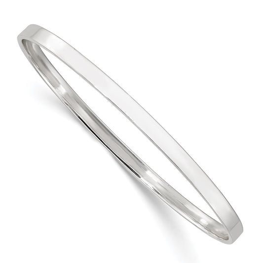 Sterling Silver Polished 4mm Slip-on Bangle 8 inches