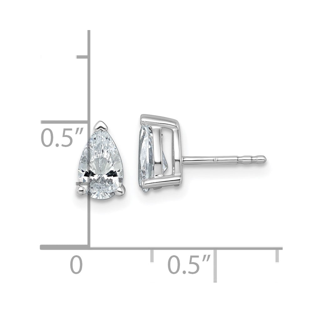 14K White Gold 1 1/2 Carat Lab Grown Diamond VS+ F+ Complete Pear 3-Prong Stud Earrings