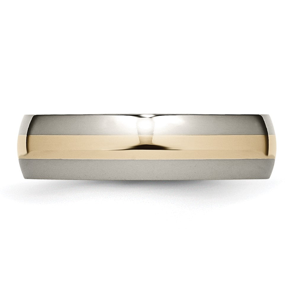 Titanium Polished w/14k Yellow Inlay 6mm Band Size - 6.5