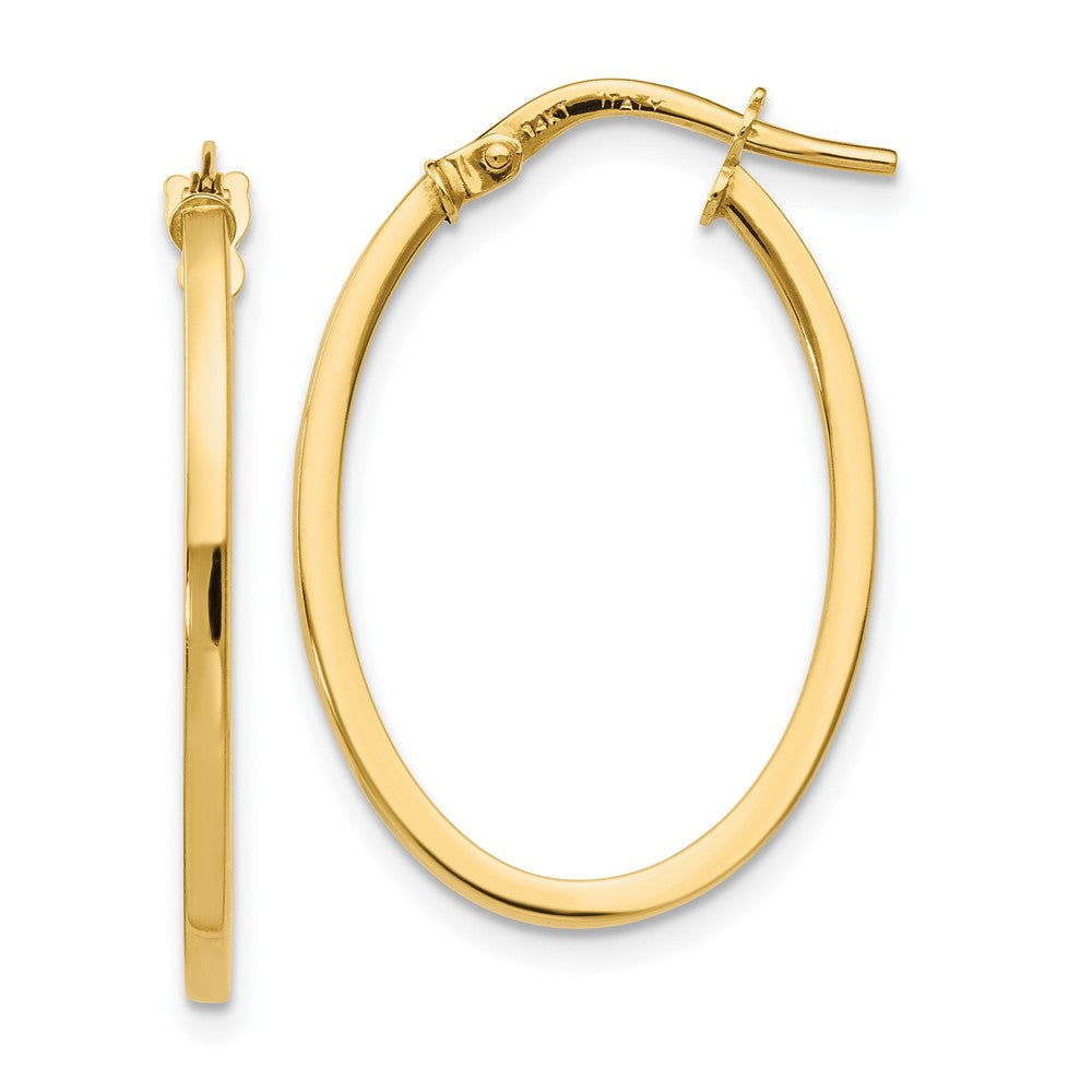 14K Polished Oval Hoop Earrings