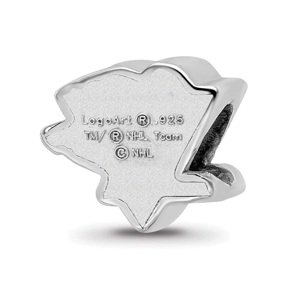 Sterling Silver Rhodium-plated NHL LogoArt Pittsburgh Penguins Logo Enameled Bead