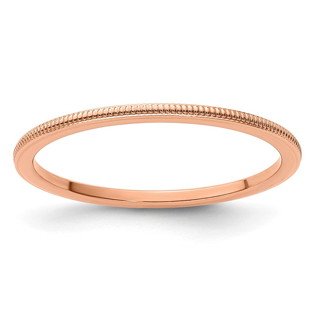 10K Rose Gold 1.2mm Milgrain Stackable Band Size 8.5