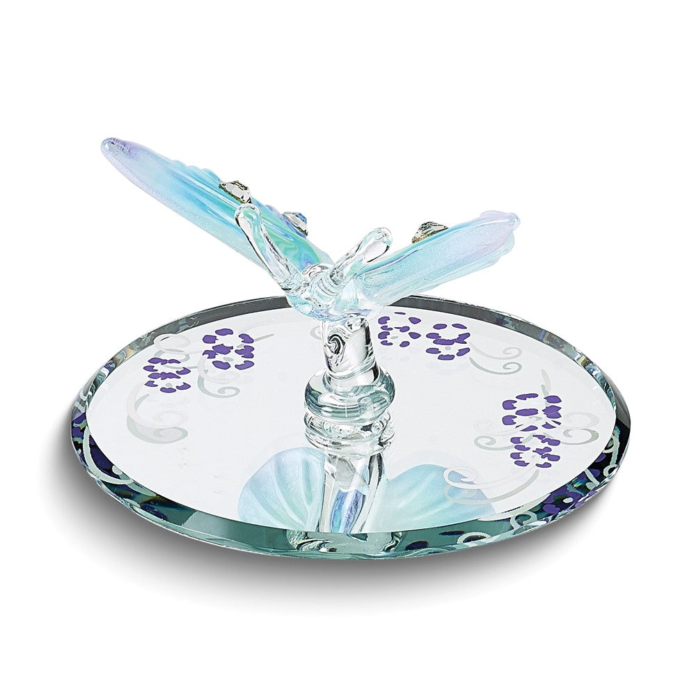 NEW Glass Baron Blue & Purple Butterfly with Crystals Handcrafted Glass Figurine