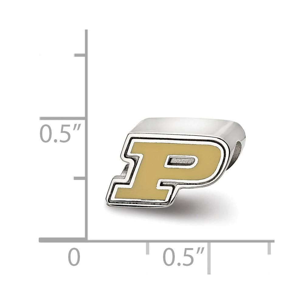 Sterling Silver Purdue University Enameled Logo Bead Charm