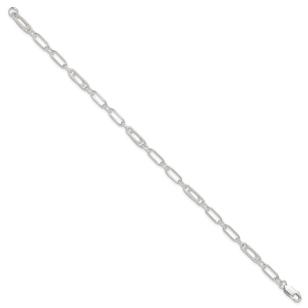 Sterling Silver Fancy Link Anklet 10 inches