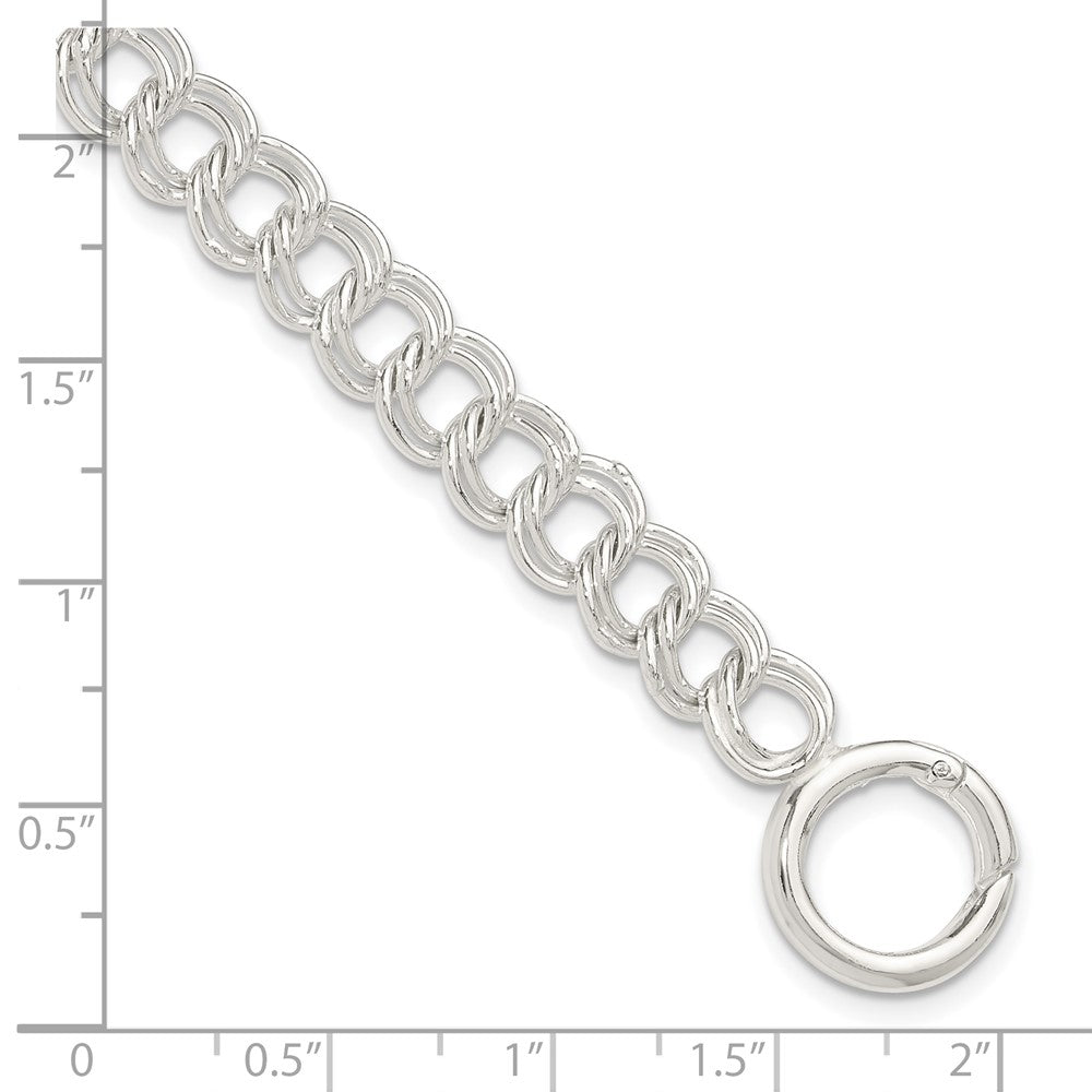 Sterling Silver Polished Double Link 8in Charm Bracelet