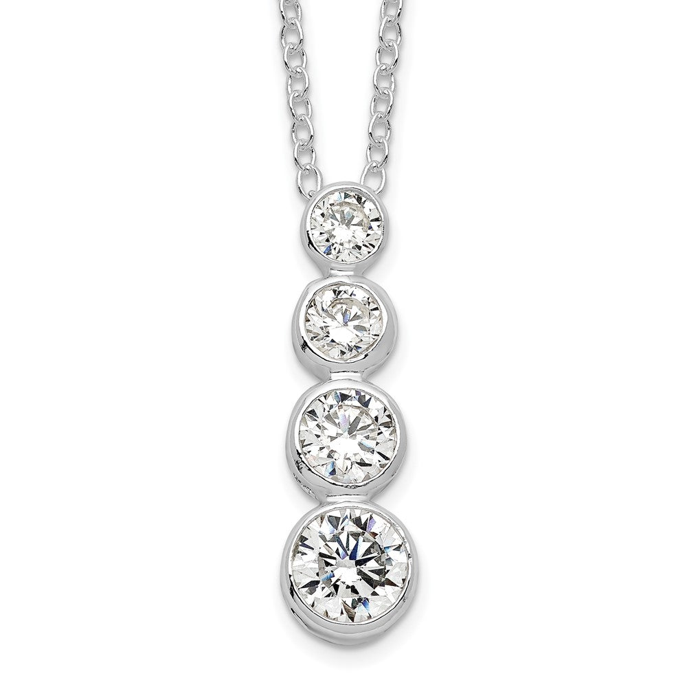 Sterling Silver Rhodium-plated CZ Journey Necklace 18 Inches