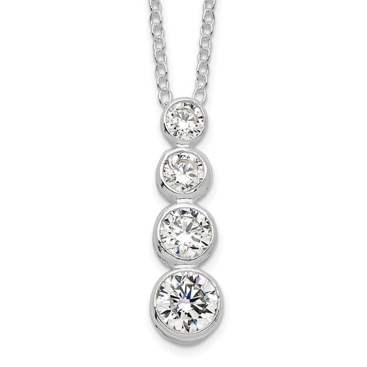 Sterling Silver Rhodium-plated CZ Journey Necklace 18 Inches
