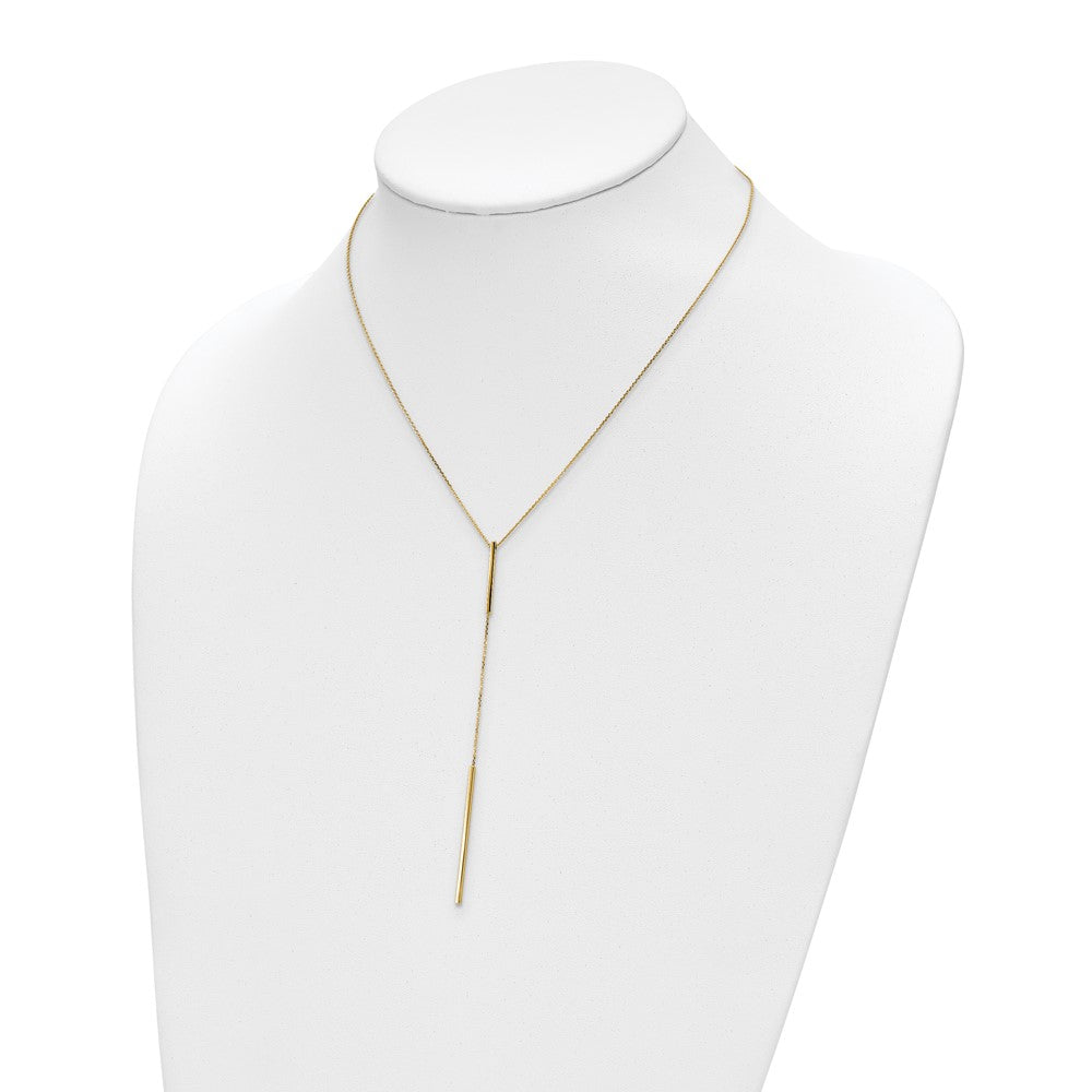 14K Polished Y-drop Bar w/ 1in ext. Necklace