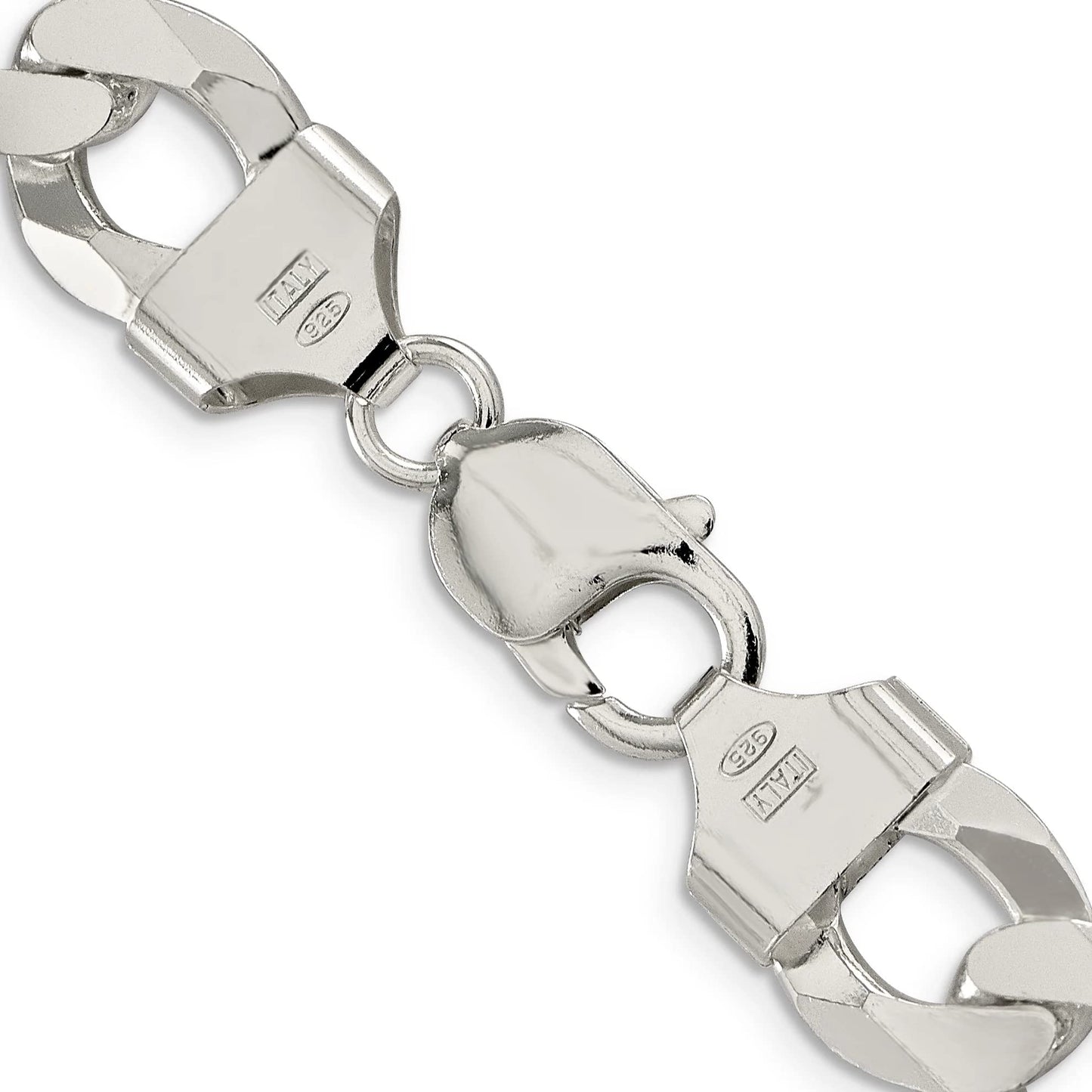 925 Sterling Silver Solid Polished 13mm Beveled Curb Chain Bracelet 8 Inch Lobster Claw Jewelry Gifts for Women