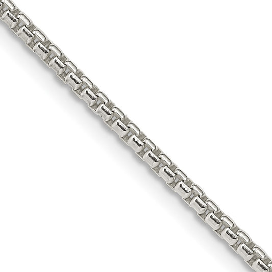 Sterling Silver 2mm Round Box Chain 22 Inches