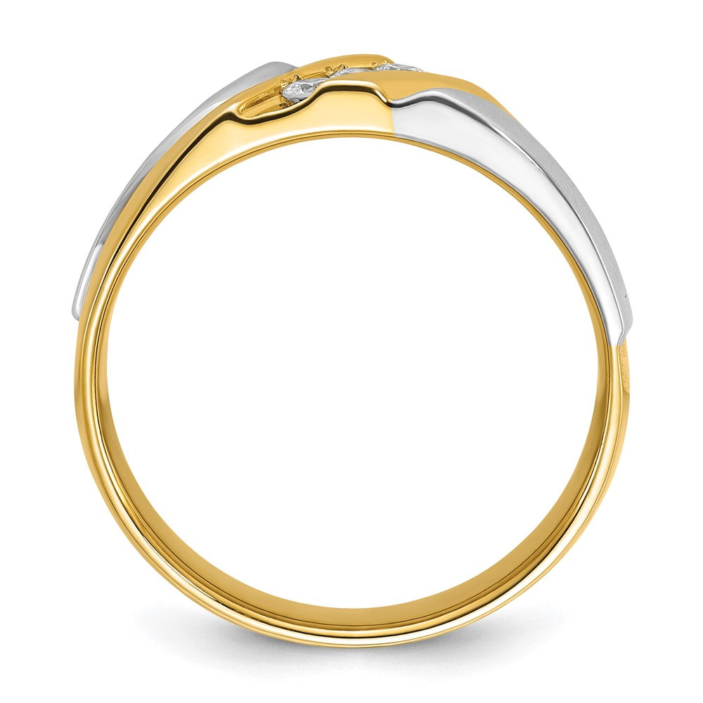 IBGoodman Two-tone 1/6 carat Lab Grown Diamond VS/SI+ G+ Complete Polished Satin and Grooved Men's Ring
