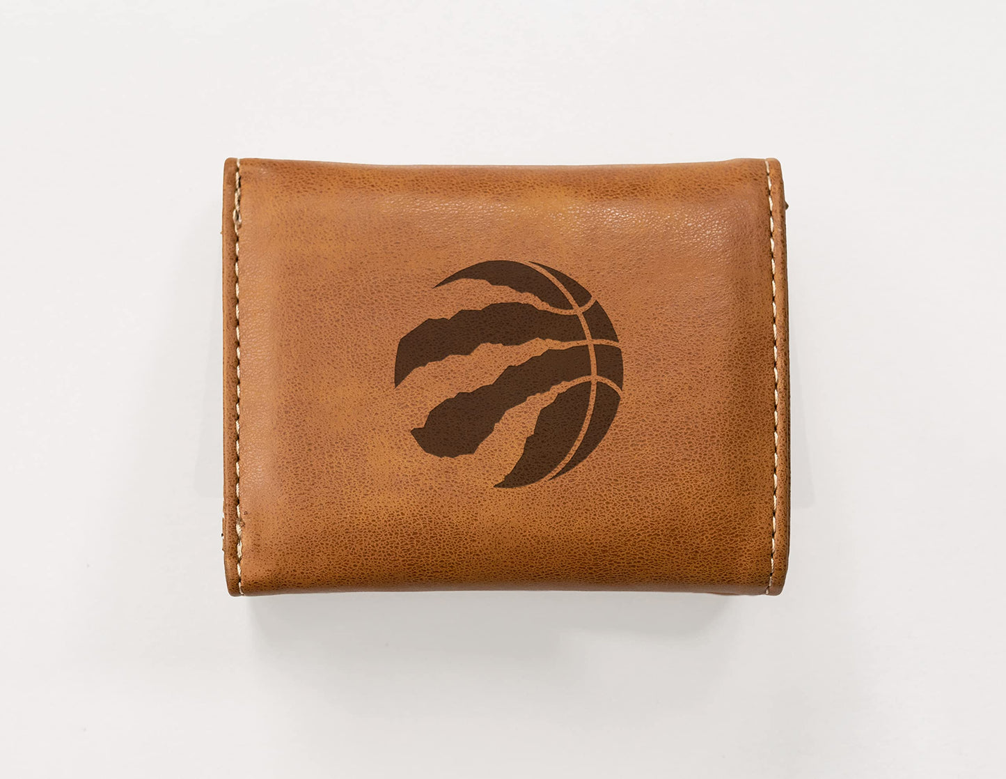 Basketball Rico Industries Toronto Raptors Brown Laser Engraved Trifold Laser Engraved Tri-Fold Wallet - Men's Accessory