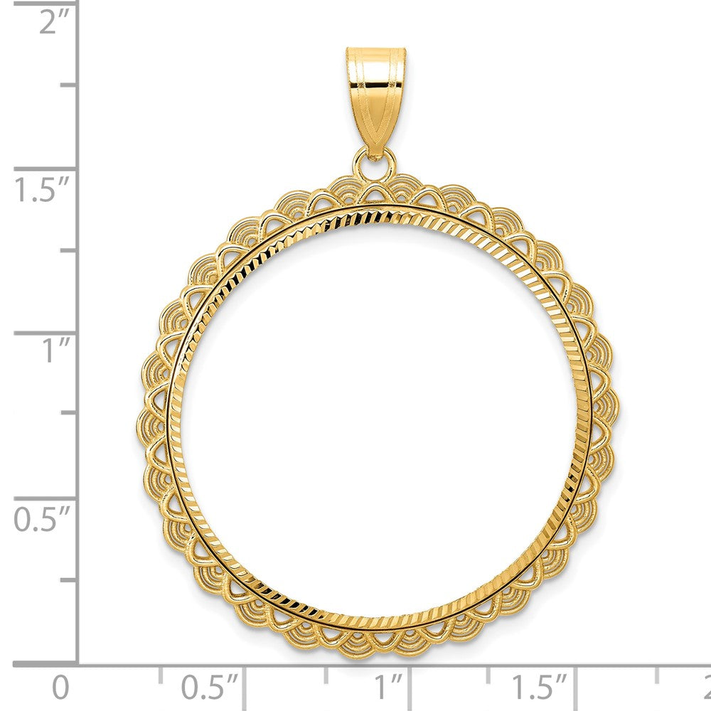 14k Diamond Cut Rainbow with 32.0mm Prong Coin Bezel Pendant