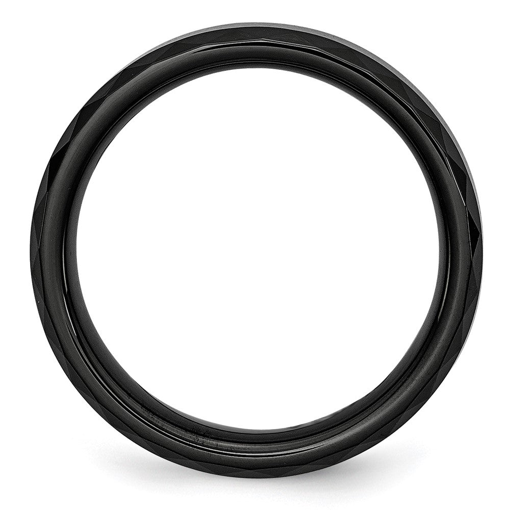Ceramic Black Faceted and Beveled Edge 6mm Polished Band Size - 8